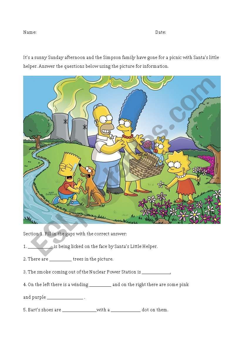 Simpsons Worksheet worksheet