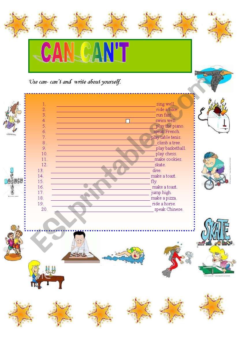 can canÂ´t worksheet