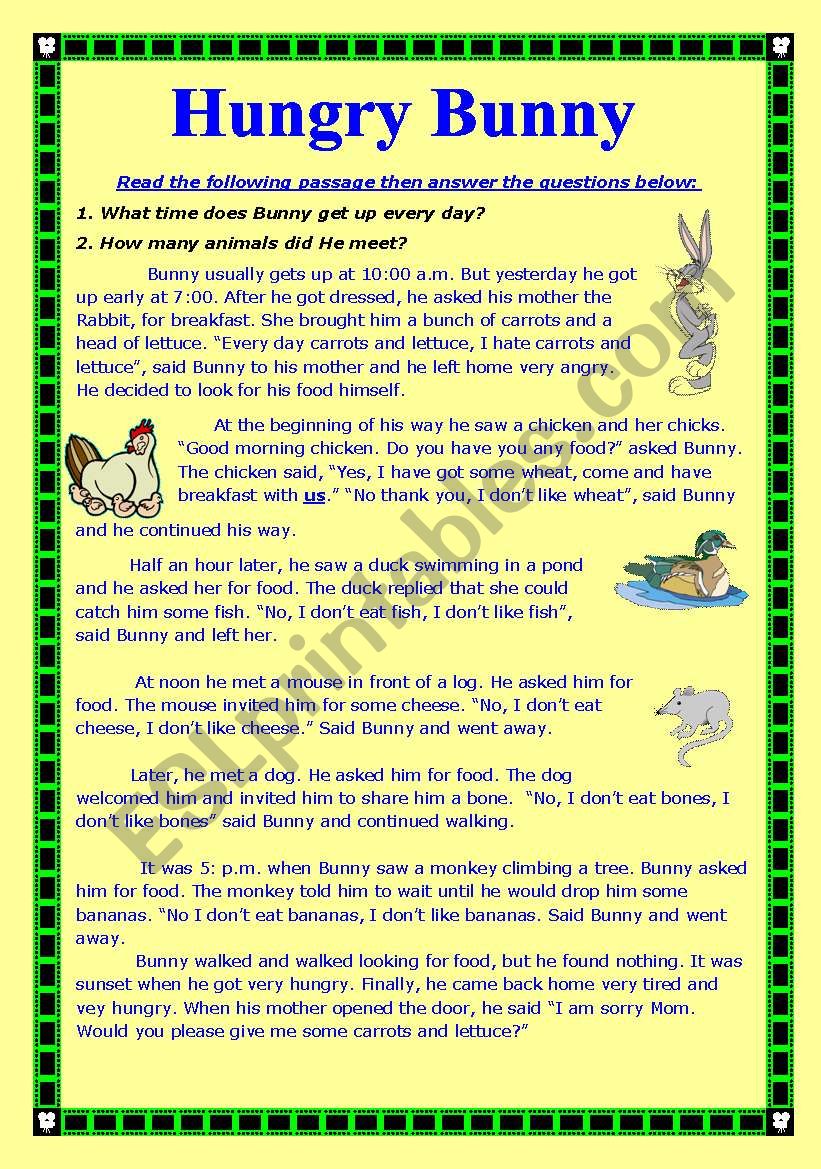 Hungry Bunny worksheet