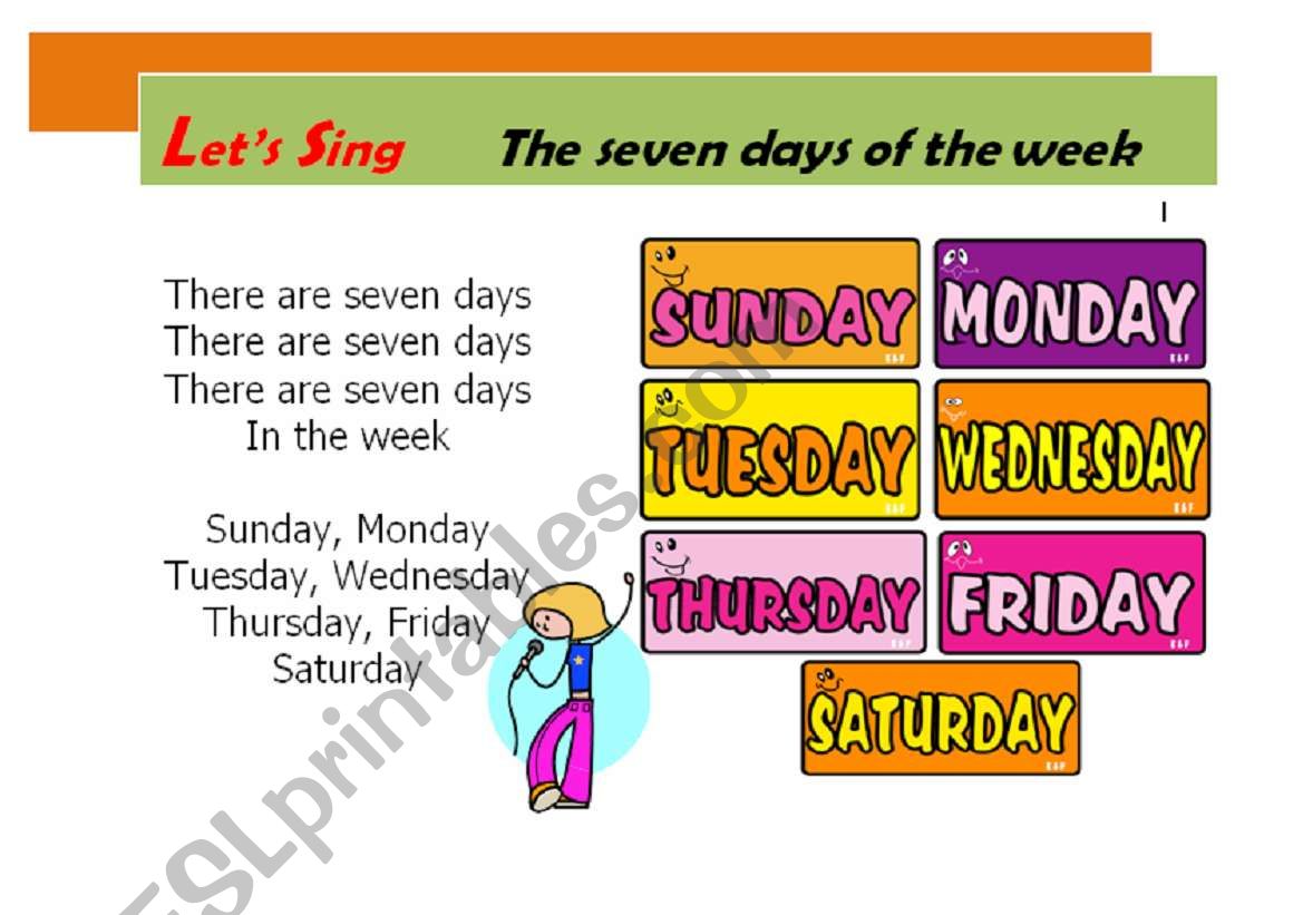 days of the week worksheet