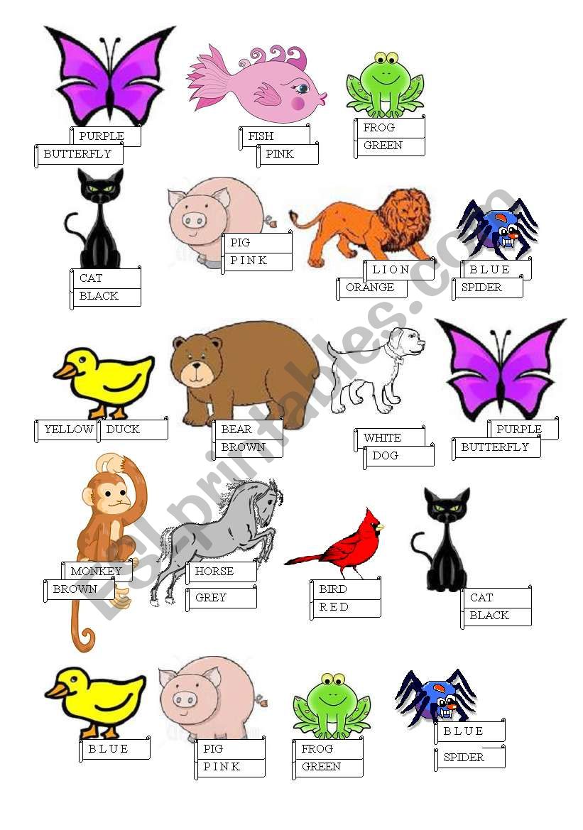 Colours and animals worksheet