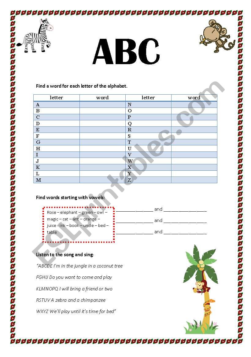 Alphabet worksheet