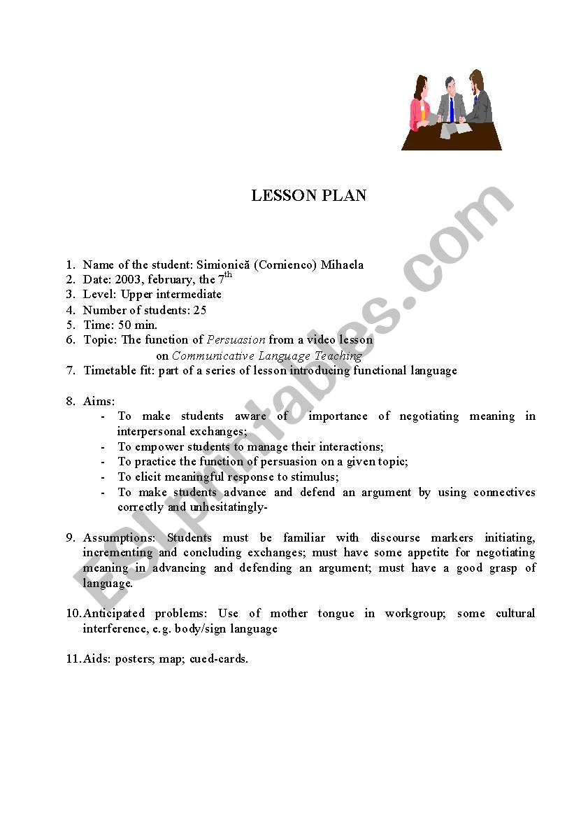 lesson plan on persuasion worksheet