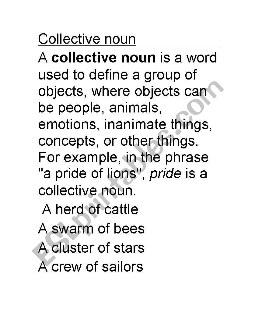 Collective noun worksheet
