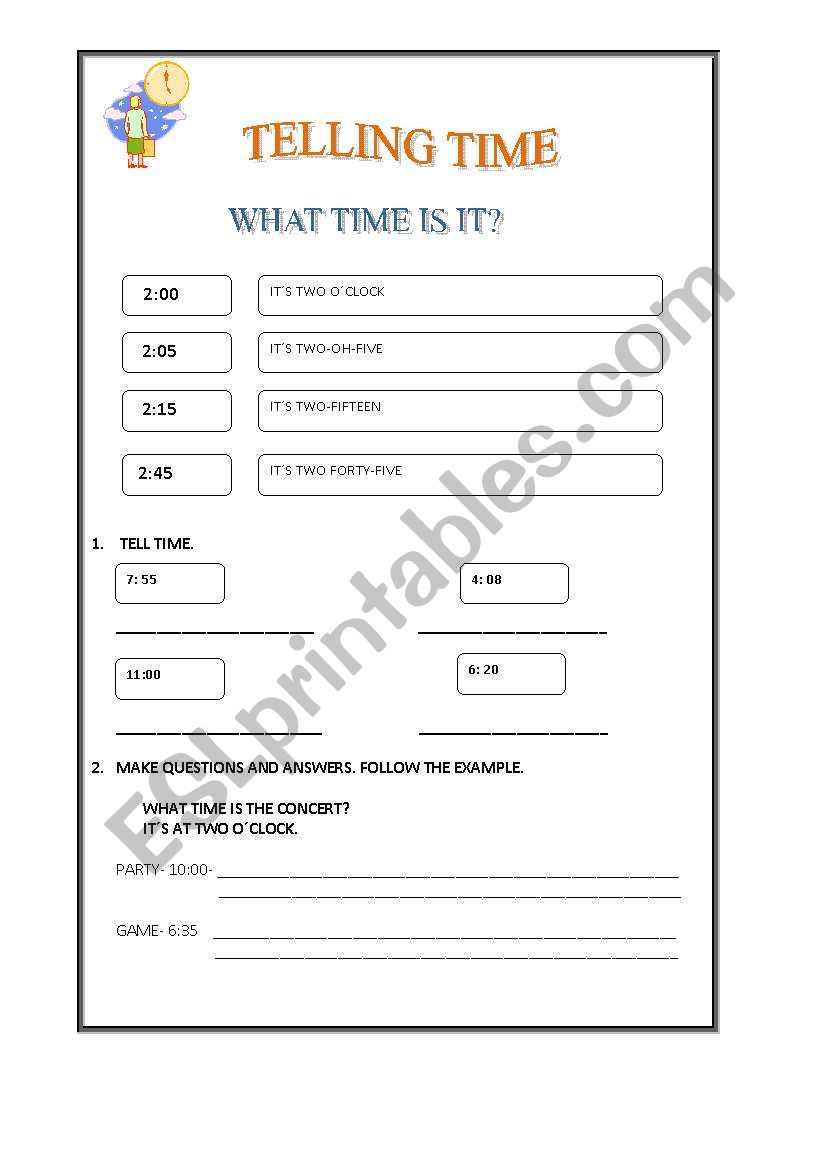 TELLING TIME worksheet