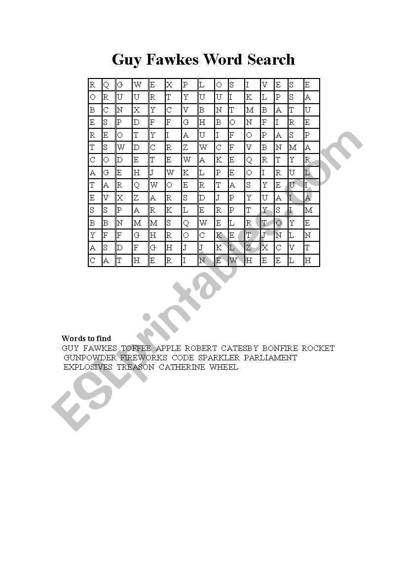 Guy Falkes worksheet