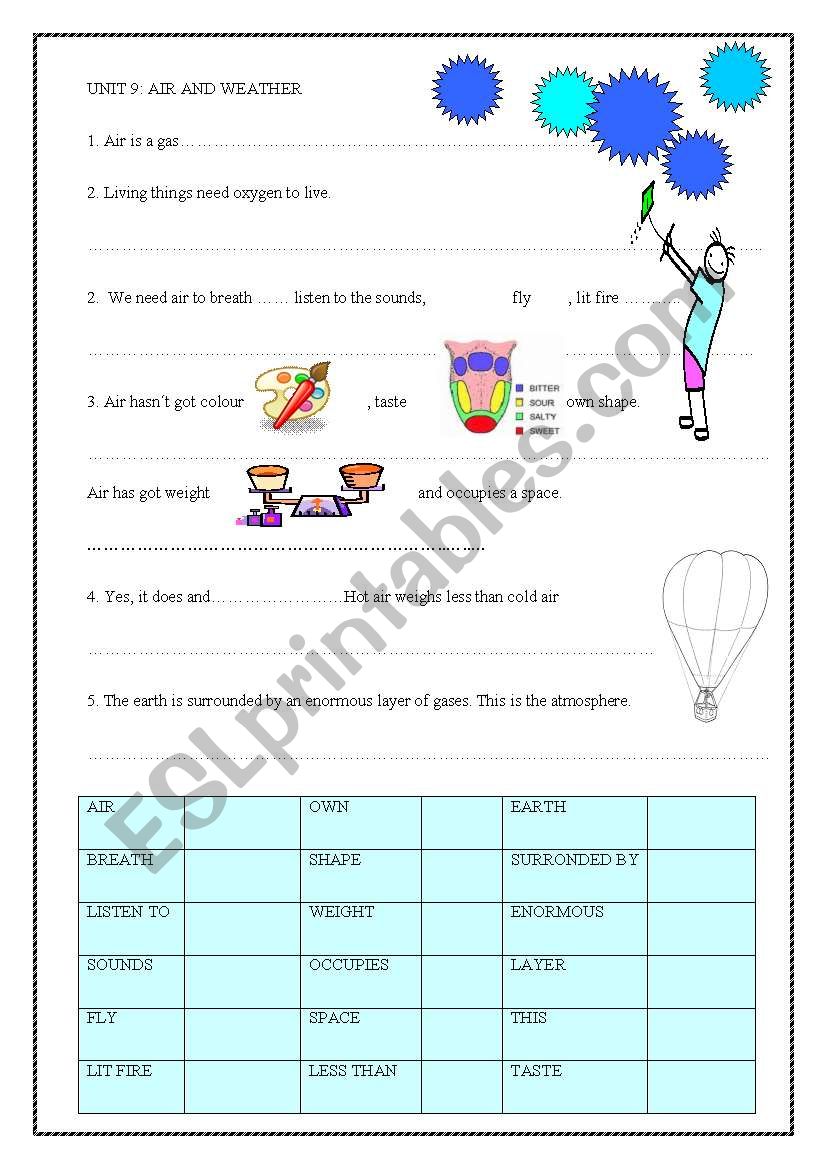 AIr and weather worksheet