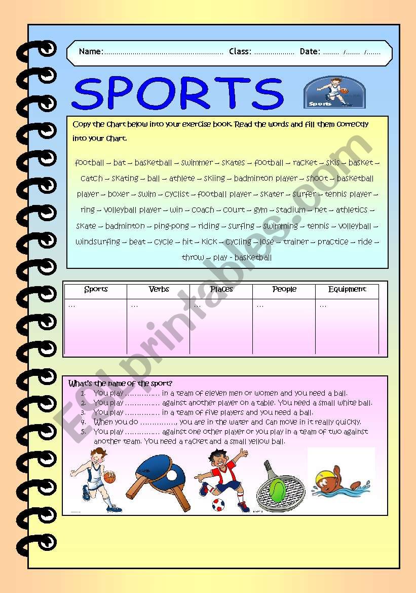 Sports worksheet