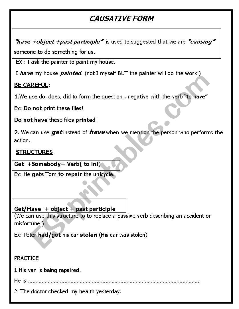 causative form worksheet