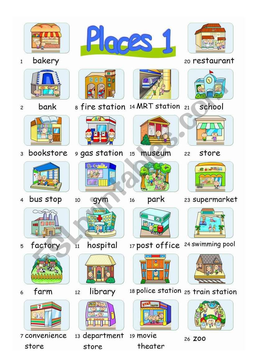 Pictionary***Places 1 worksheet