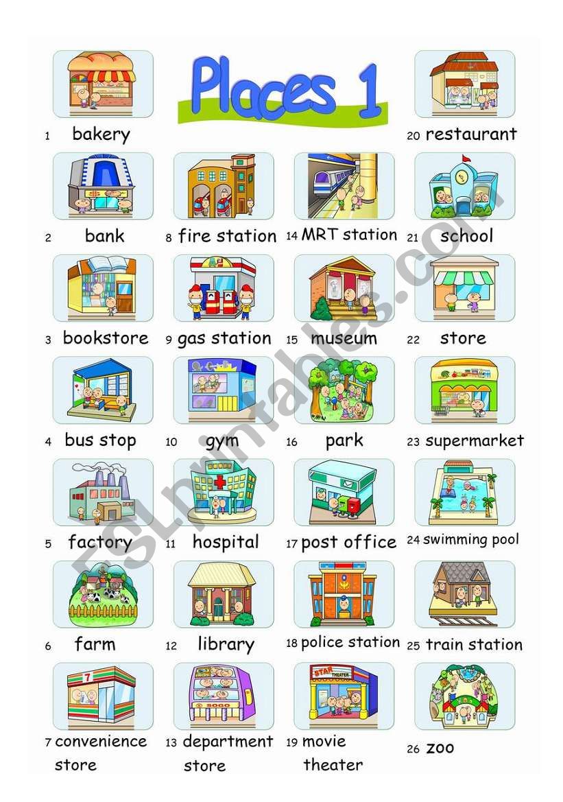 Pictionary***Places 1 worksheet