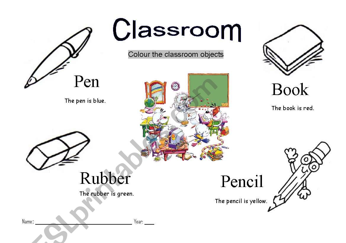 Classroom objects worksheet