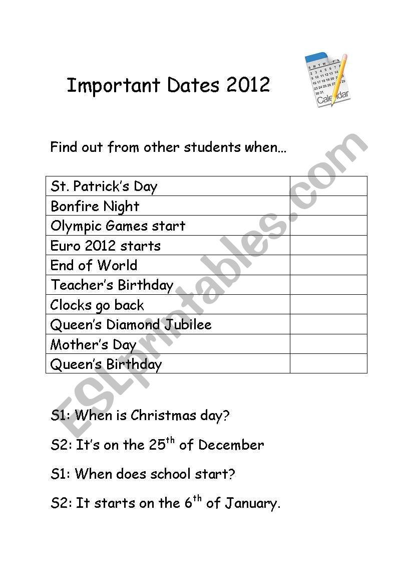 english-worksheets-important-dates-2012