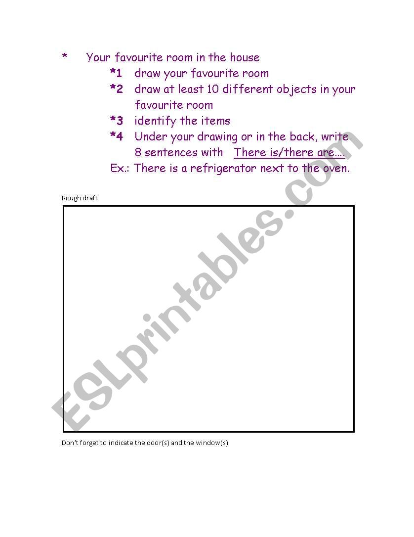 Favourite room in the house worksheet