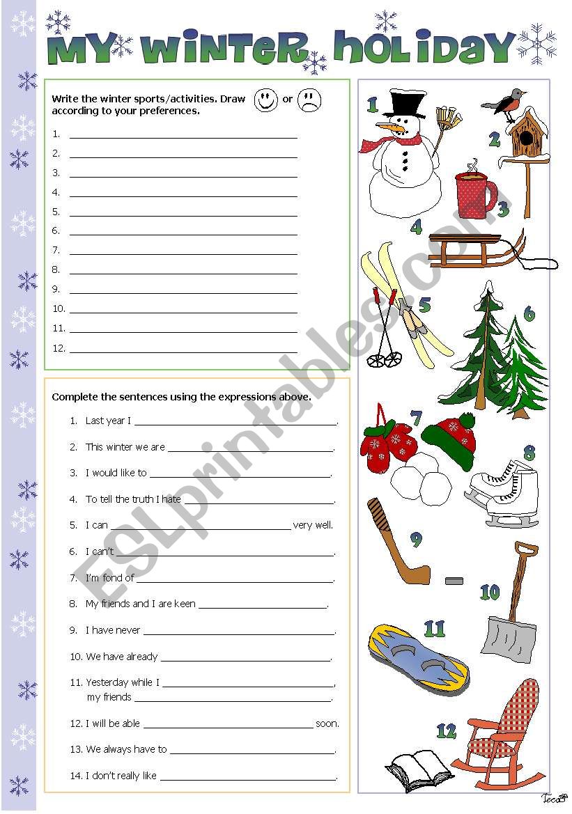 winter holiday homework for class 4 english