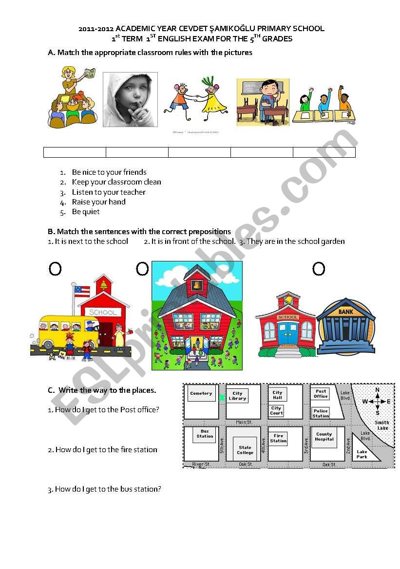 5th grade 1st term 2nd exam worksheet