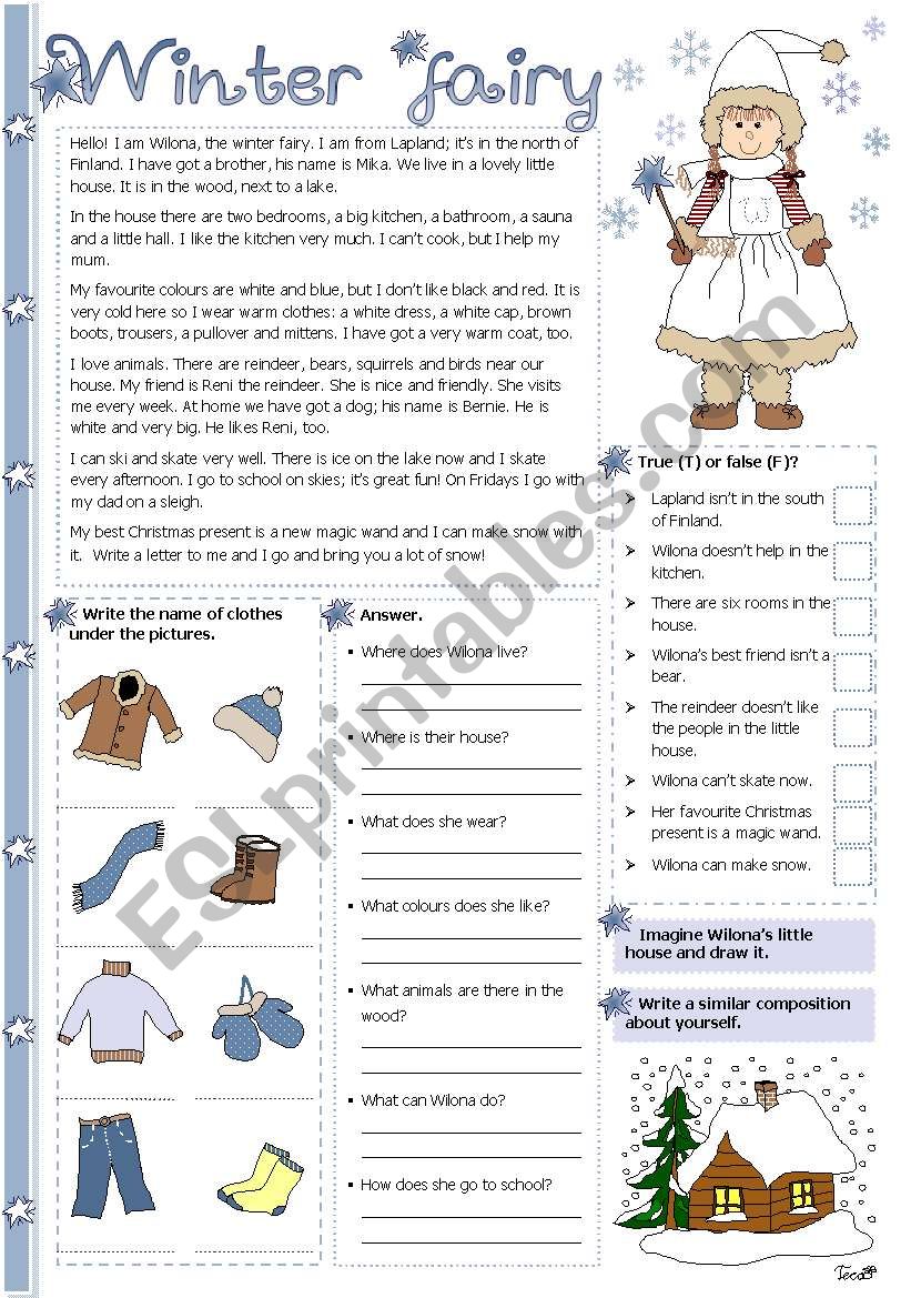 Winter fairy worksheet