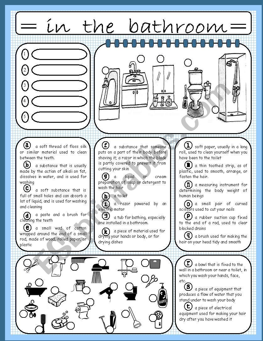 In the bathroom (3/4) worksheet