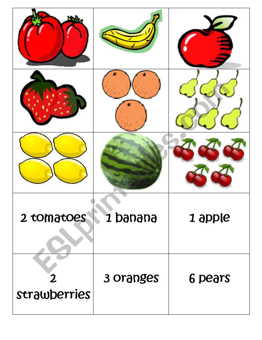 Fruit Memory Game worksheet