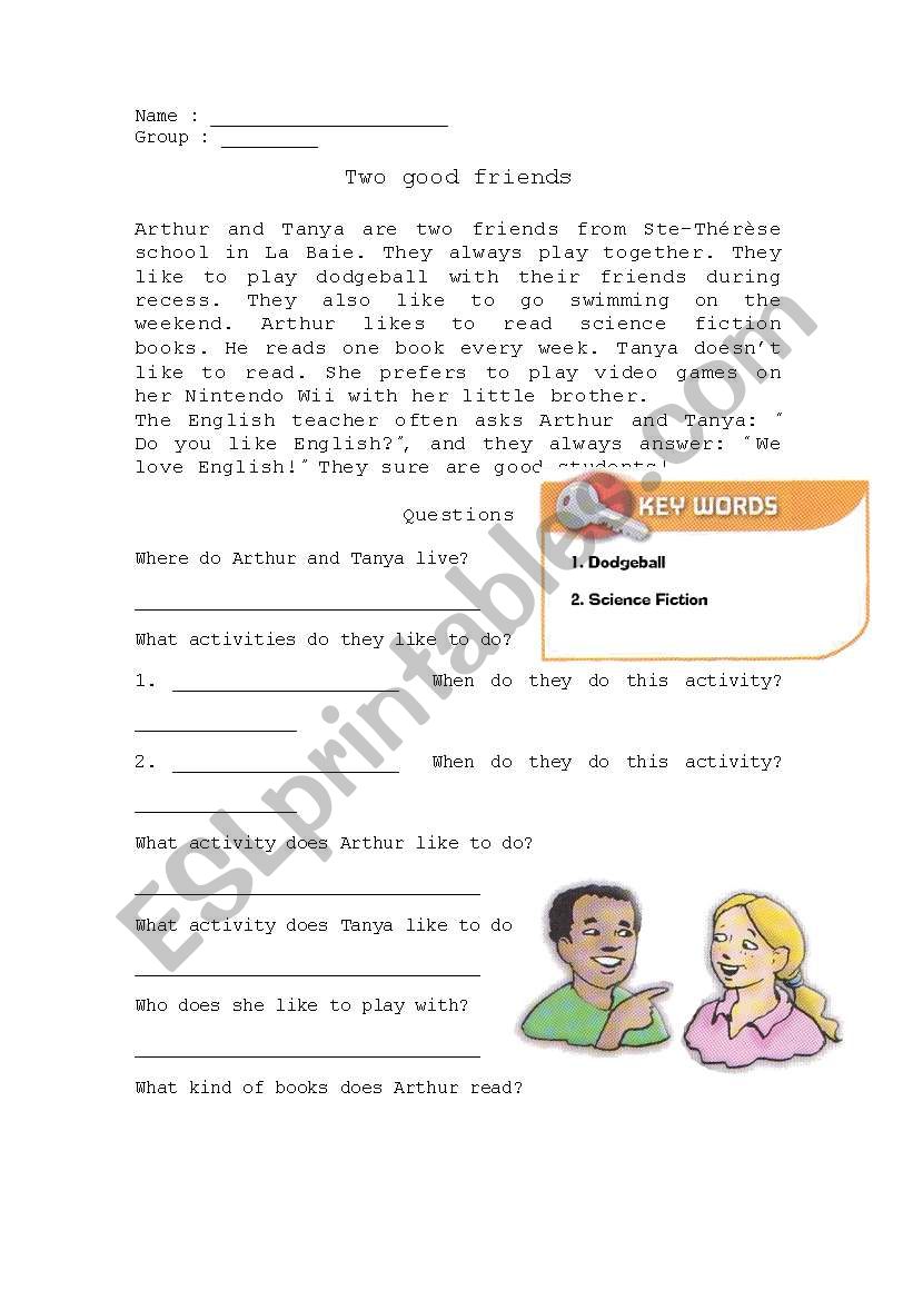 Two good friends worksheet