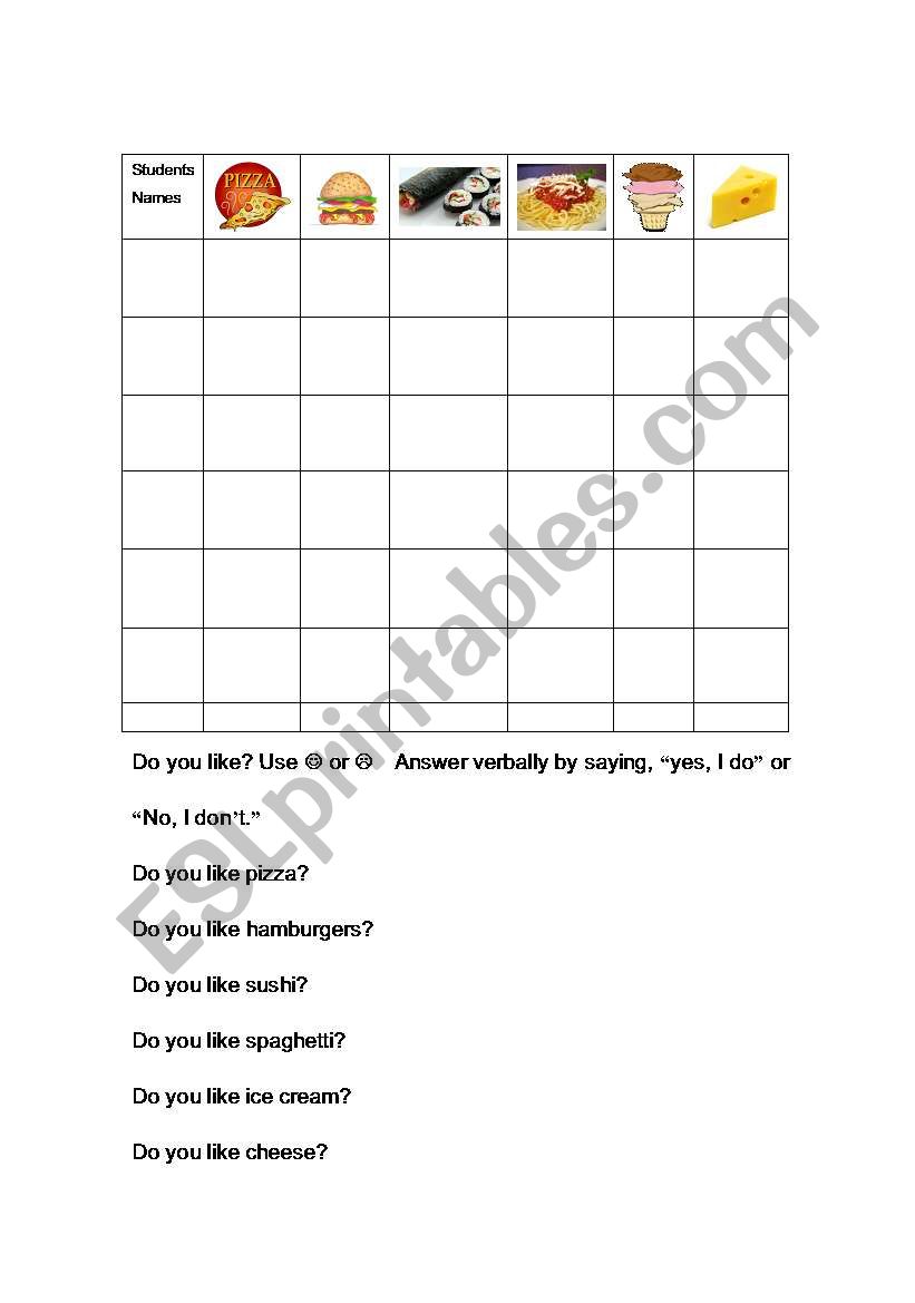 Do you like? worksheet