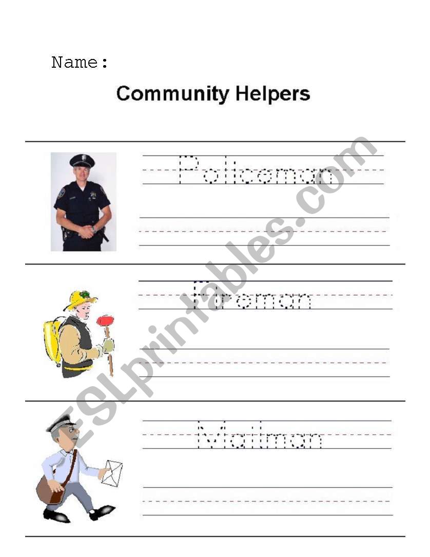Community Helper Book worksheet