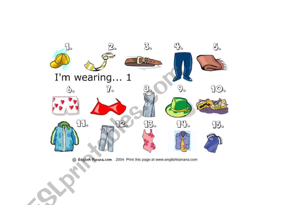 Basic clothes vocabulary worksheet