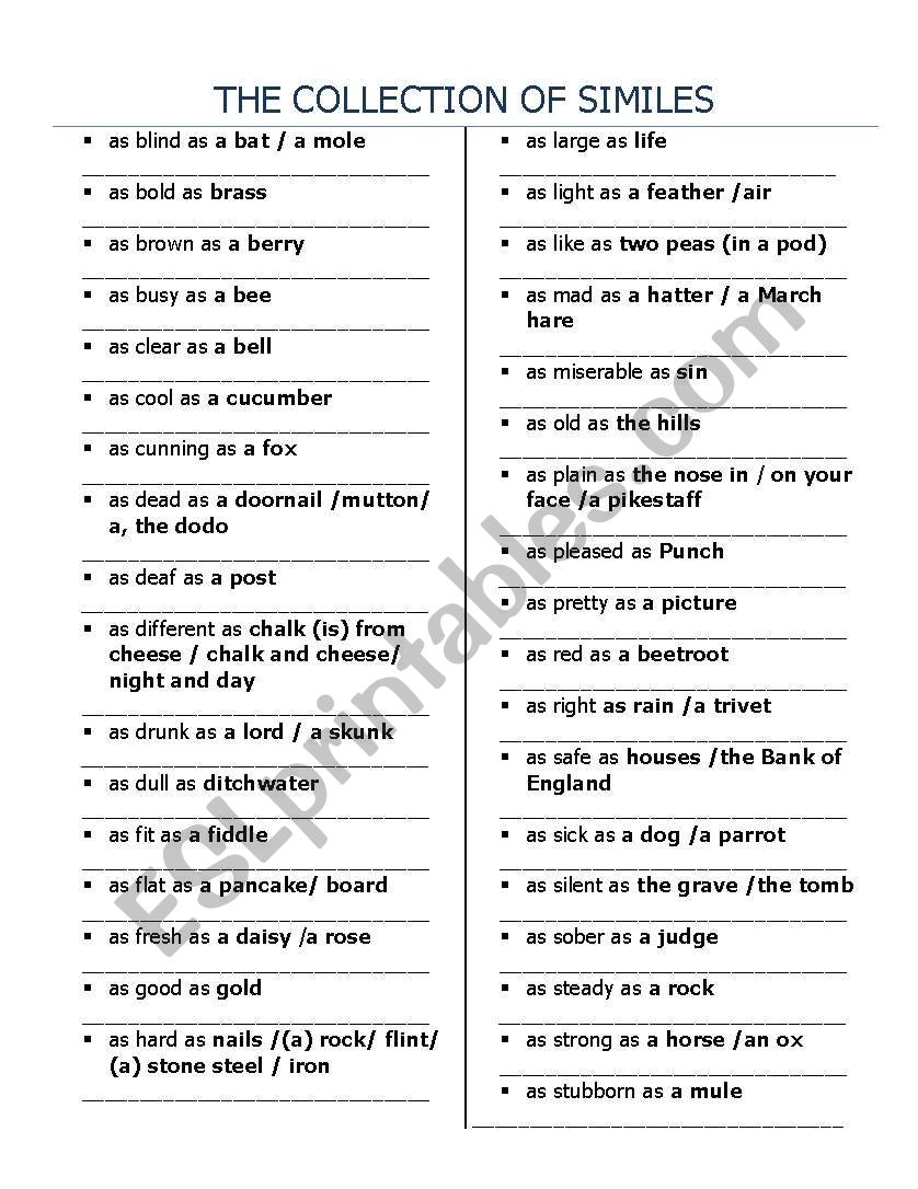 THE COLLECTION OF IDIOM worksheet
