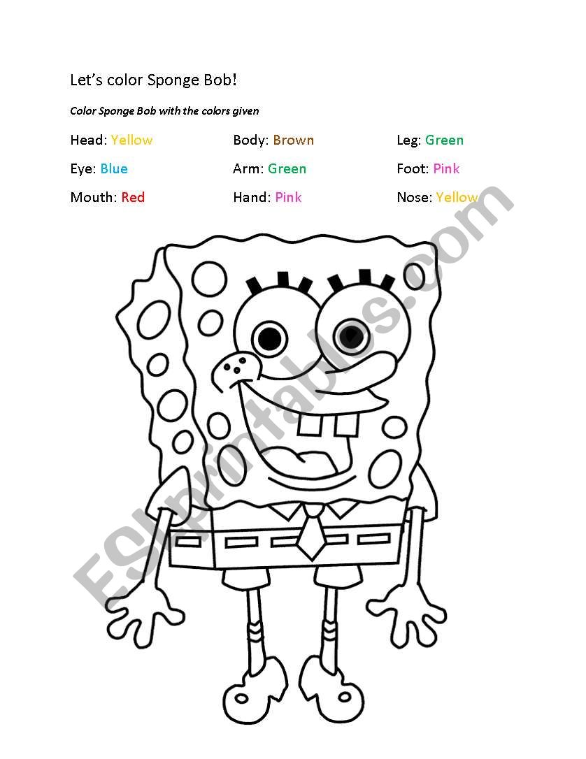 body parts and colours worksheet