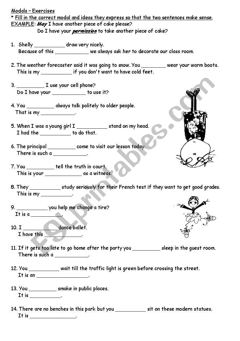 Modals exercices worksheet