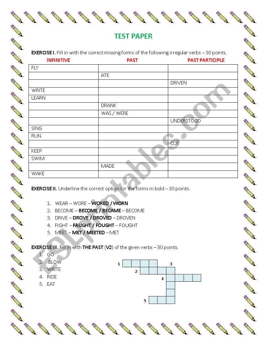 IRREGULAR VERBS worksheet