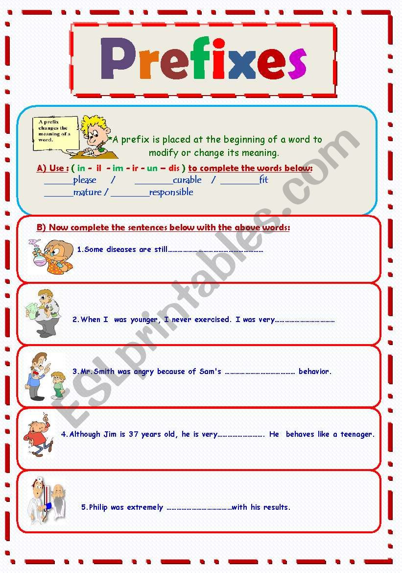 prefixes worksheet