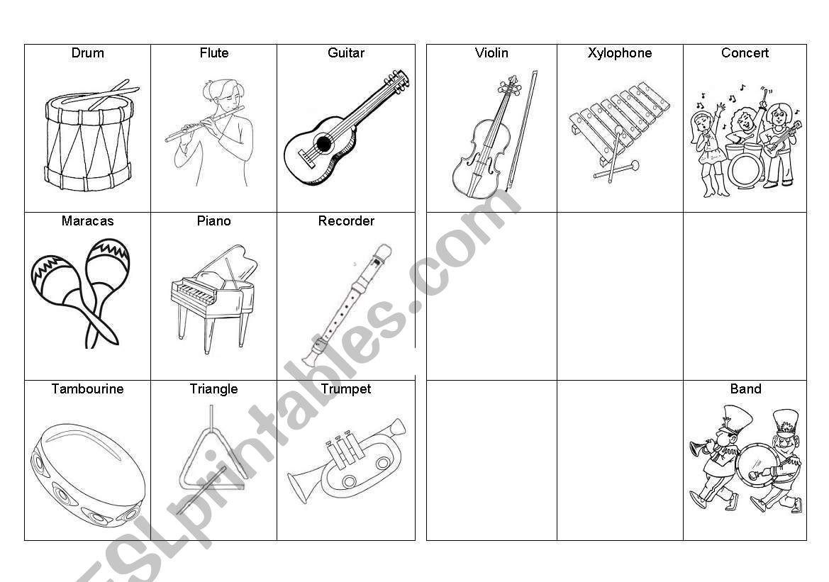 Instruments Bingo  worksheet