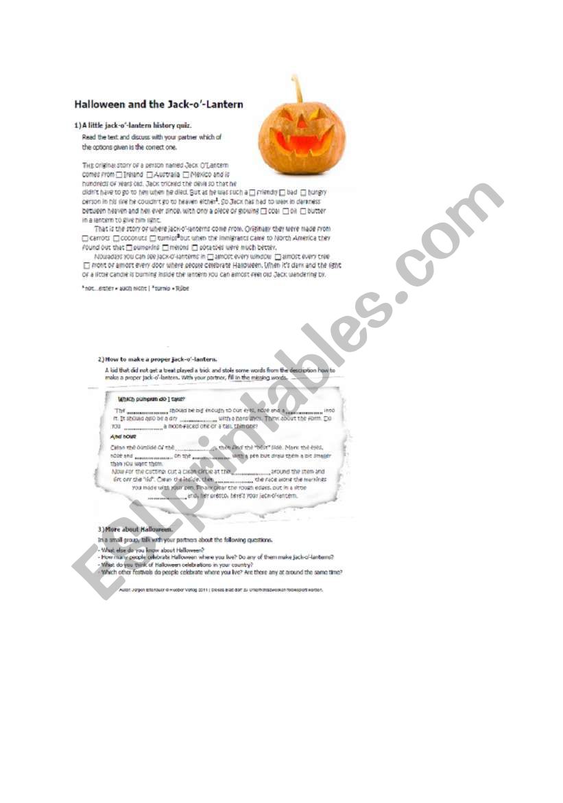Jack OLantern  worksheet