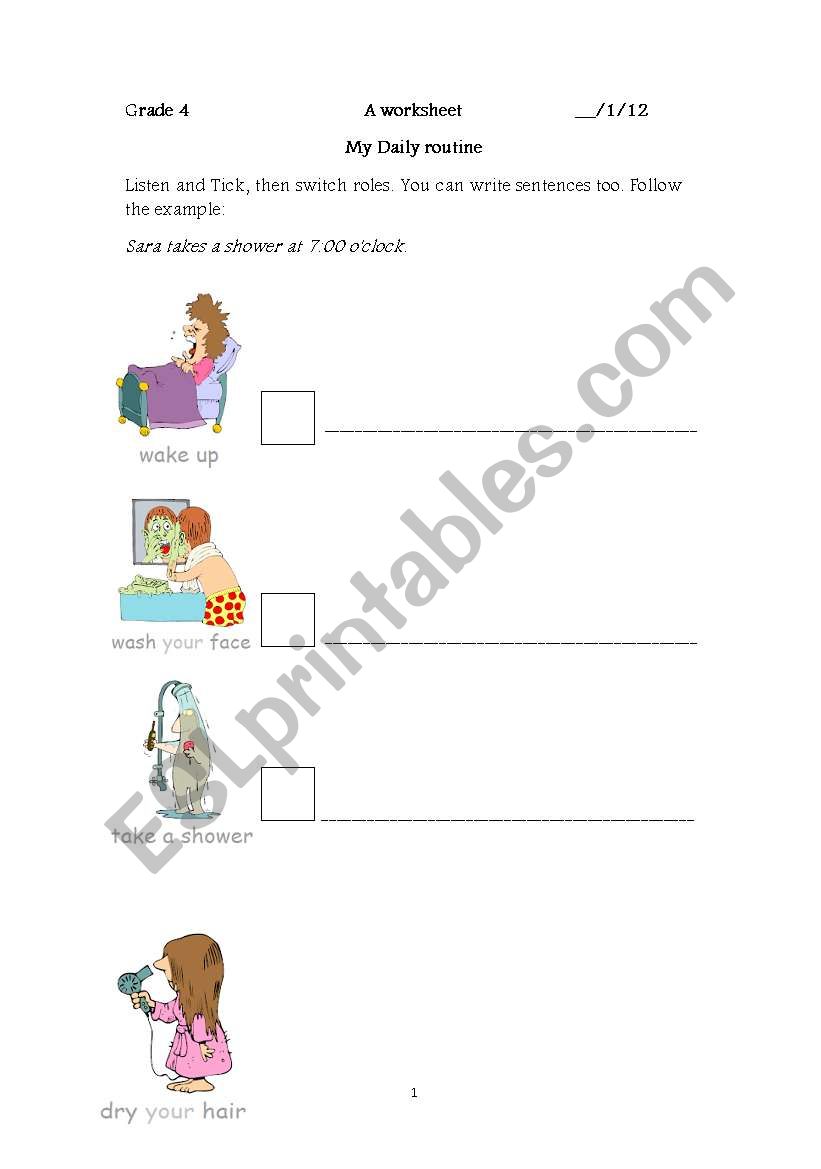 Daily Routines - Fun Activity worksheet