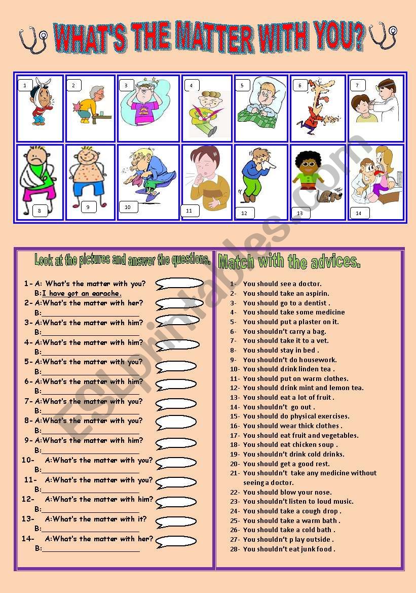 what s the matter with you? worksheet