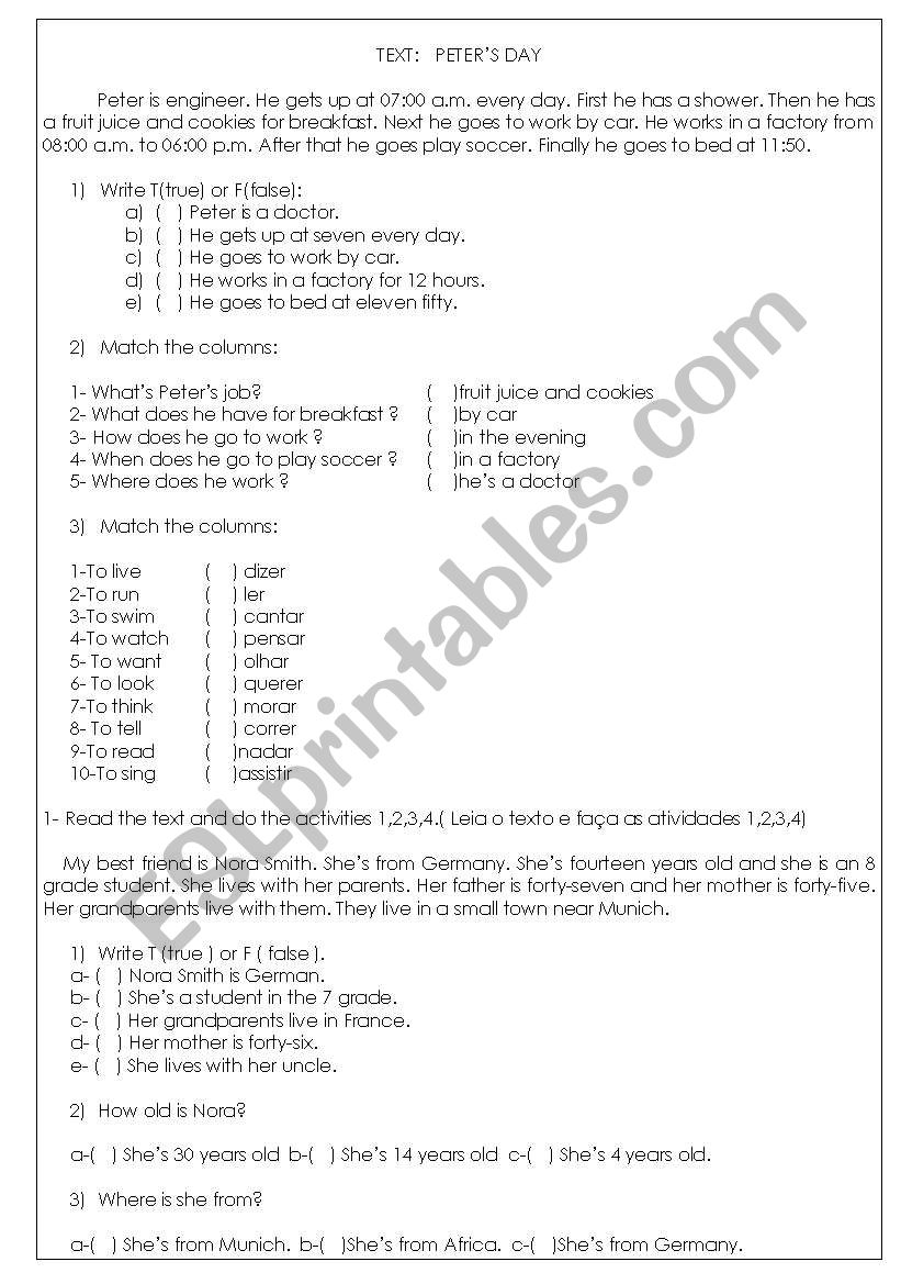 General vocabulary worksheet