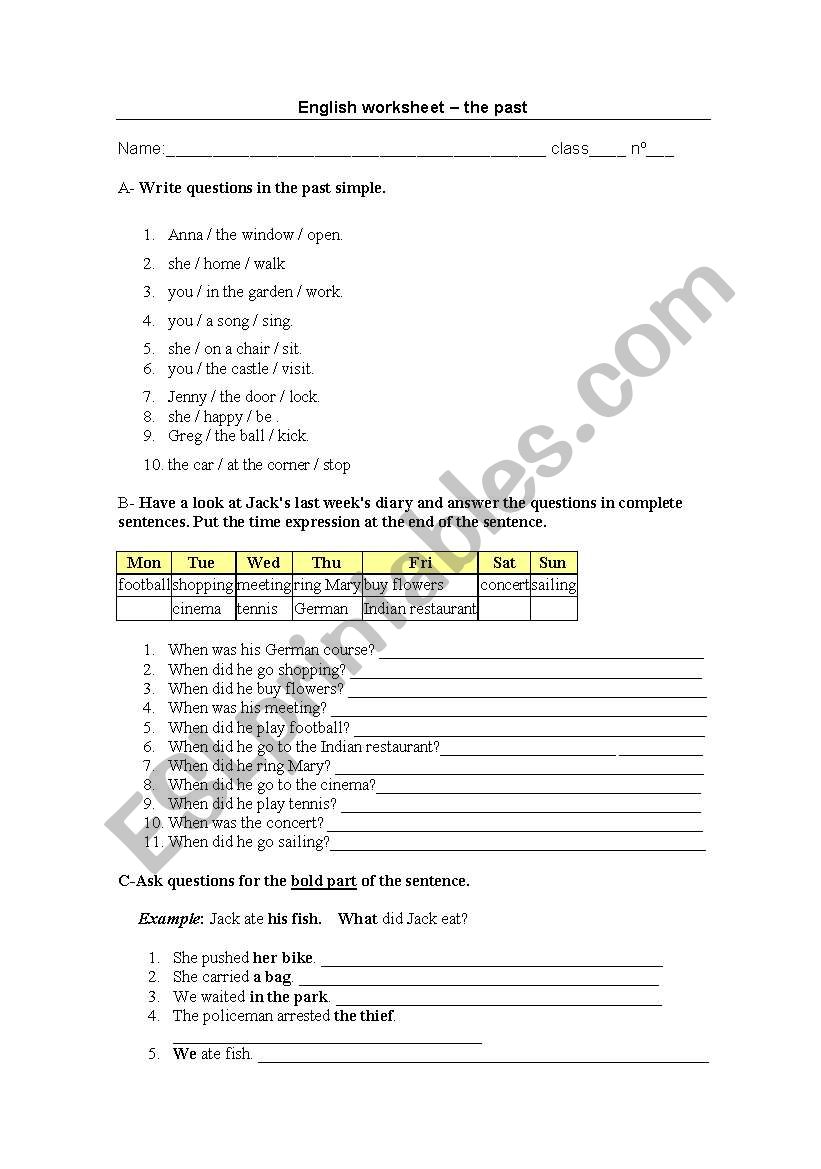 Simple Past worksheet