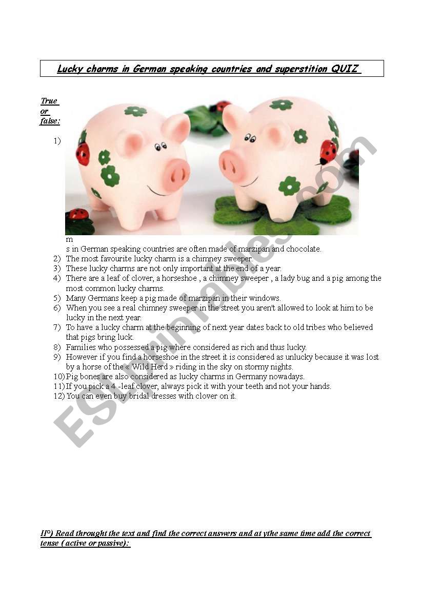 Lucky charm quiz  worksheet