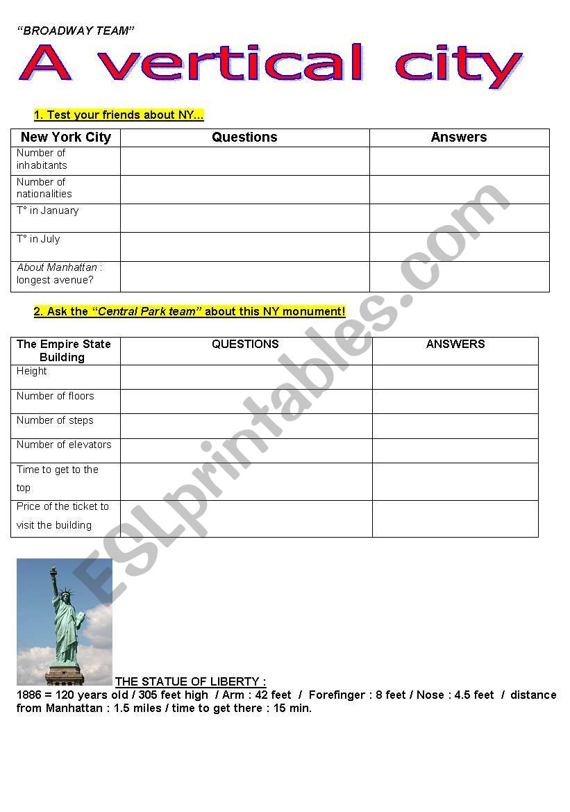 New York Skyscrapers worksheet