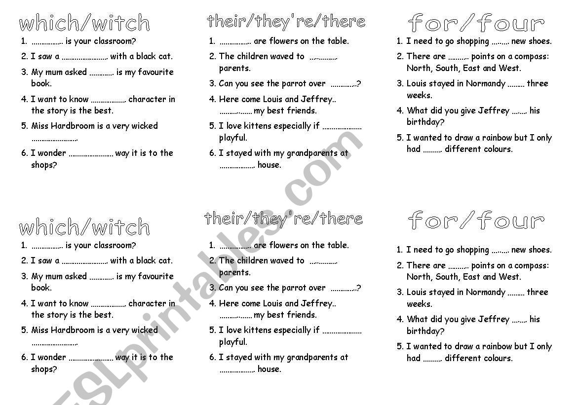 homophones mini booklet worksheet