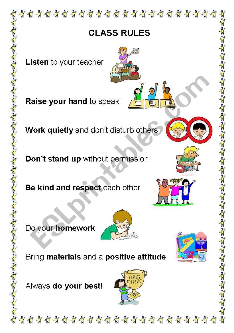 Class Rules worksheet