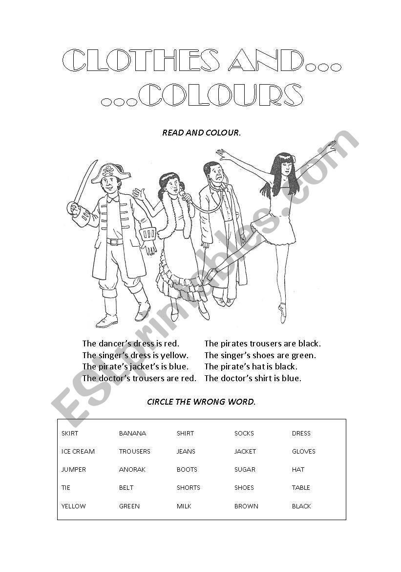 CLOTHES AND COLOURS worksheet