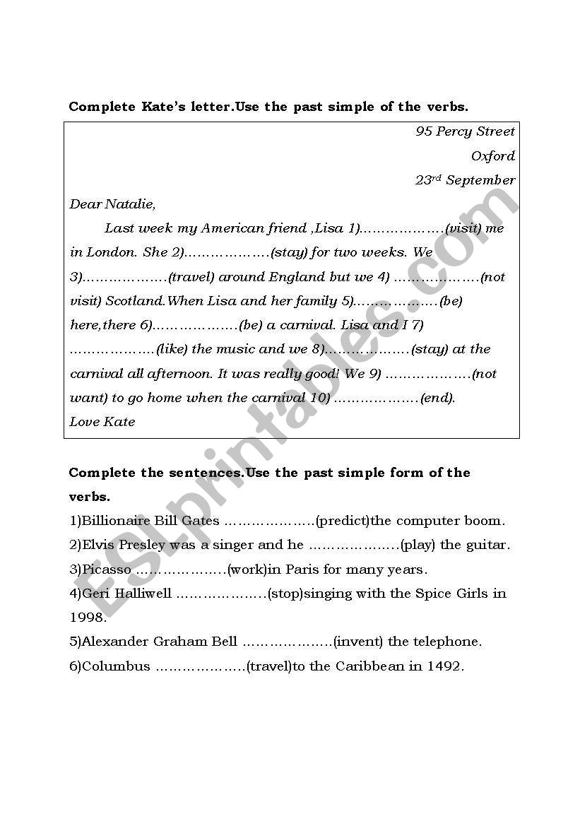 Past Simple worksheet