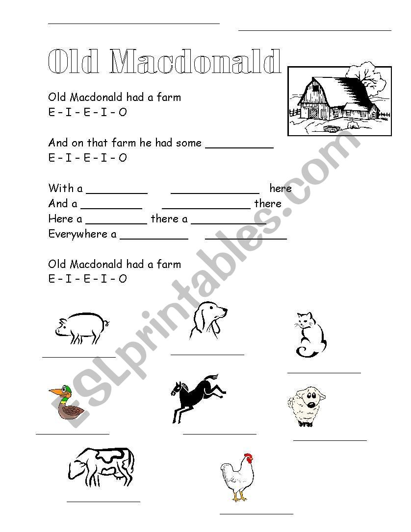 Old Macdonald worksheet