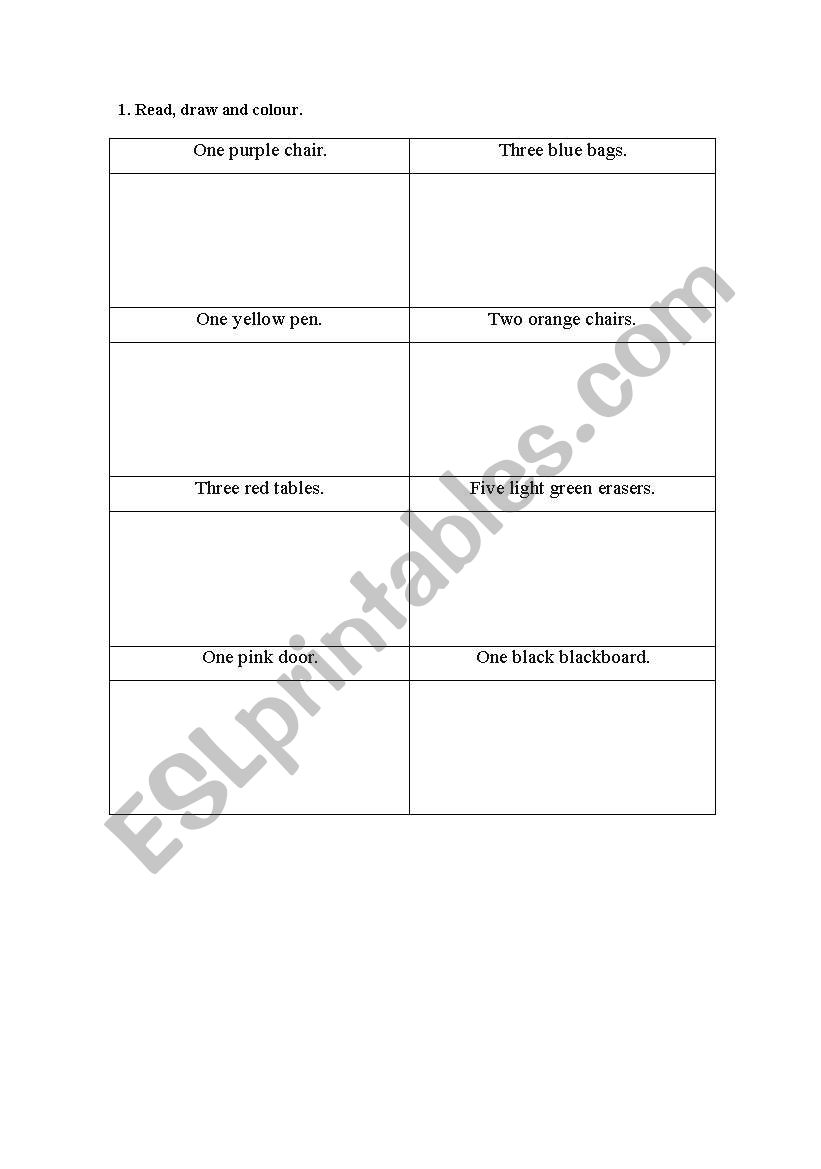 School - numbers - colours reading activity