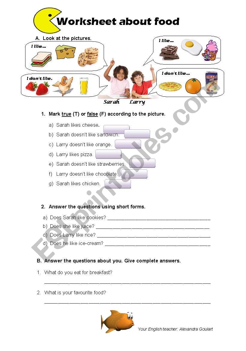 Worksheet about food worksheet
