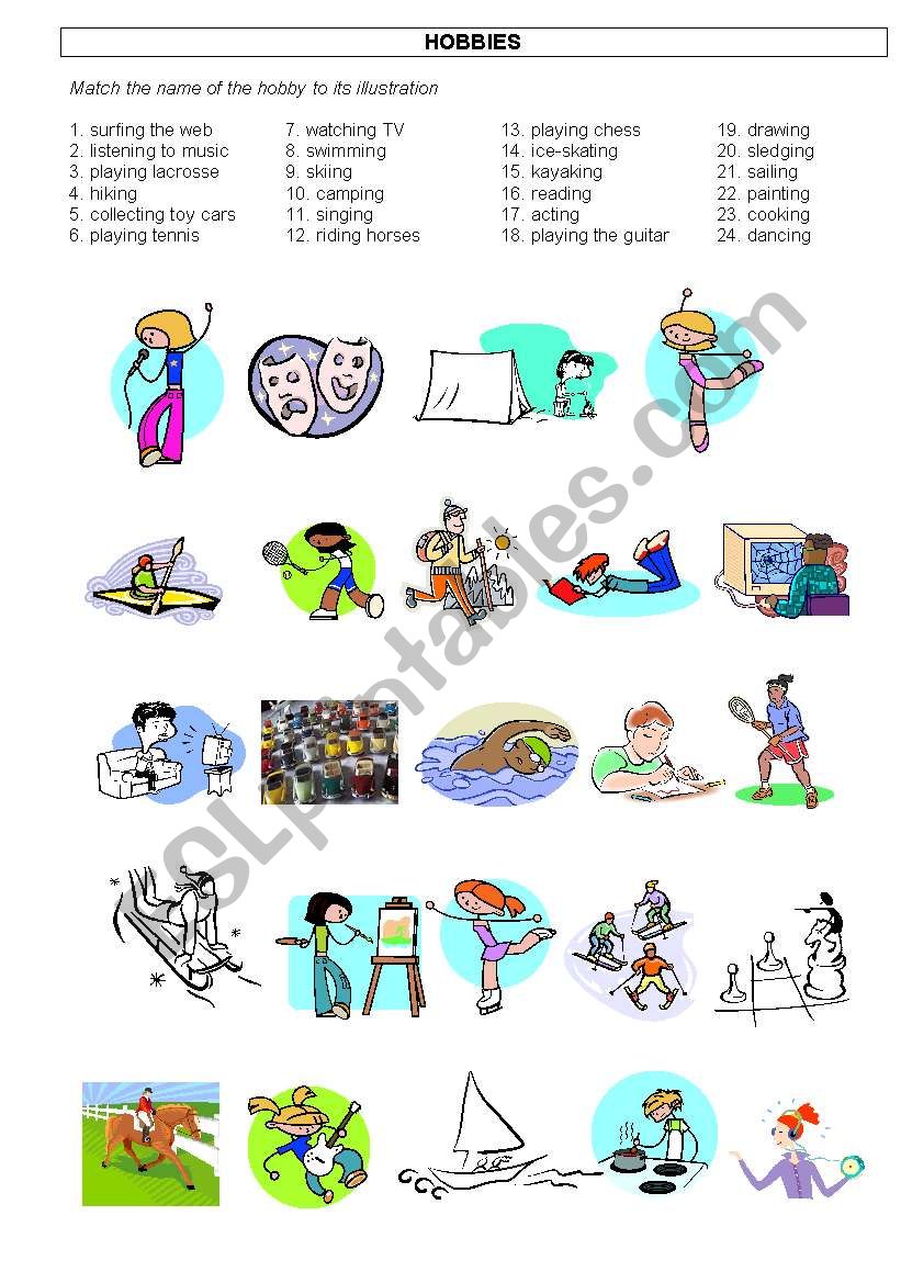 Hobbies worksheet