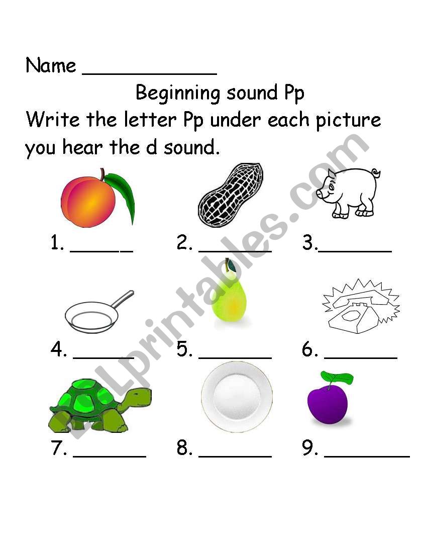 Beginning Sounds Pp worksheet