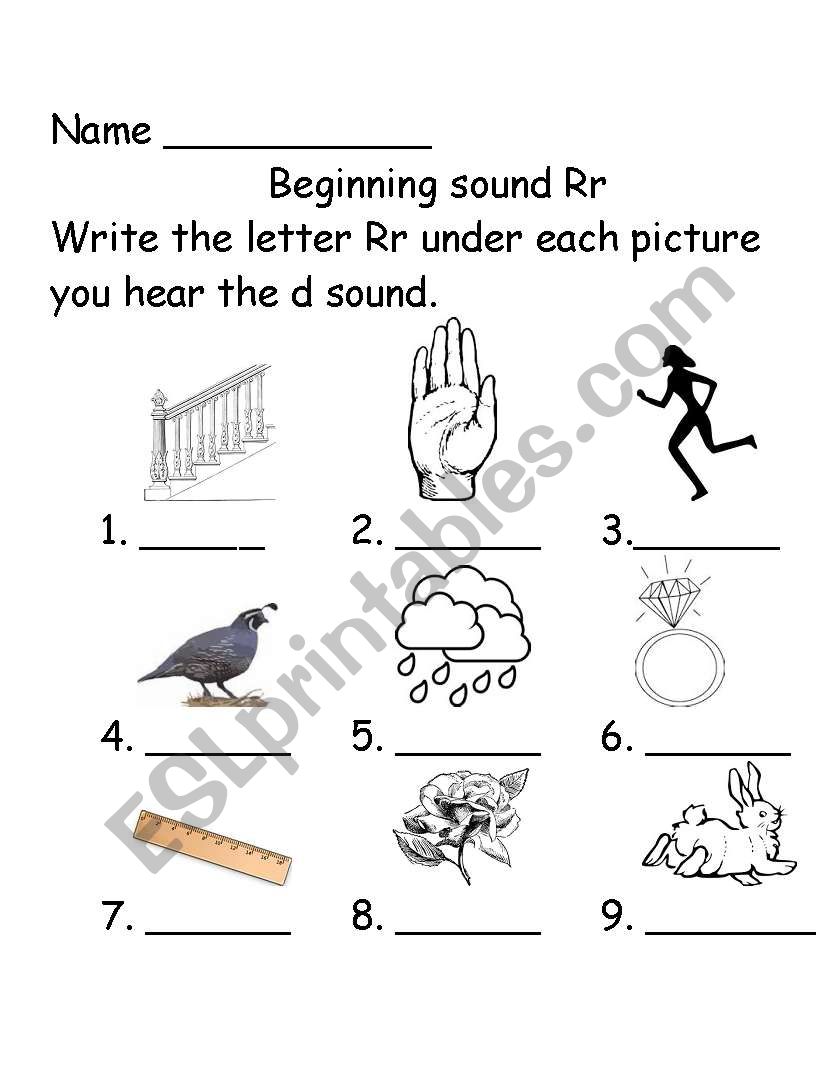 Beginning sounds Rr worksheet